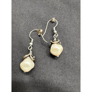 Handcrafted Sterling Silver & Pearl Dangle Earrings
